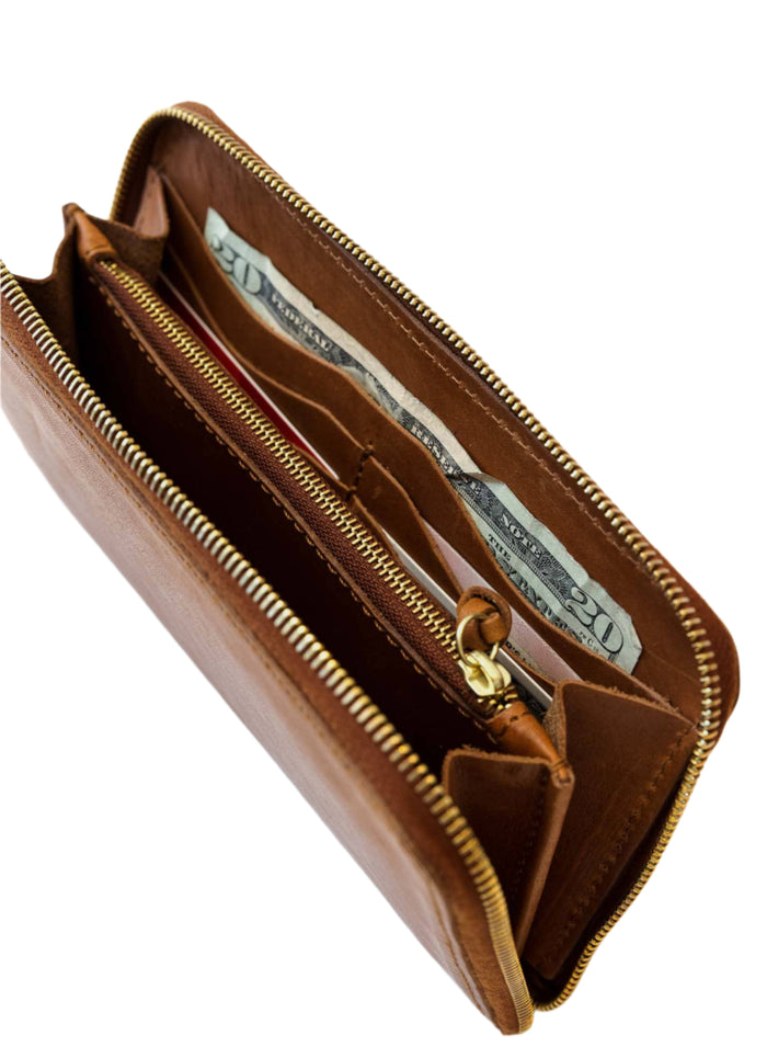WP Standard Tan WP Standard - Leather Zip Around Wallet for Women