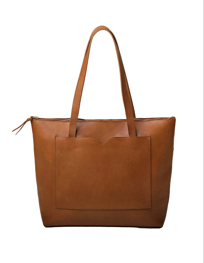 WP Standard Bag Tan Leather Zippered Tote