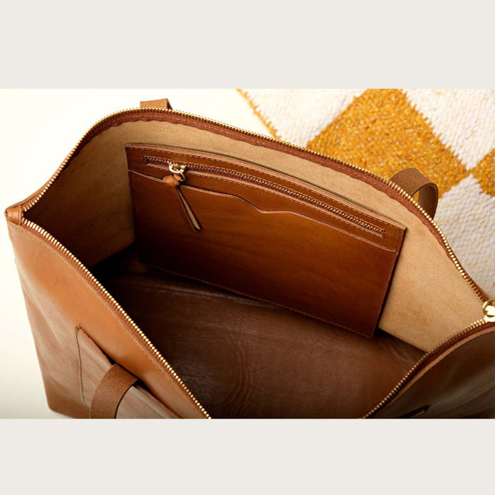WP Standard Bag Tan Leather Zippered Tote