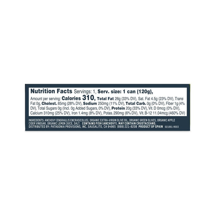 Patagonia Provisions Patagonia Provisions - Lemon Olive Spanish White Anchovies - Tinned Fish