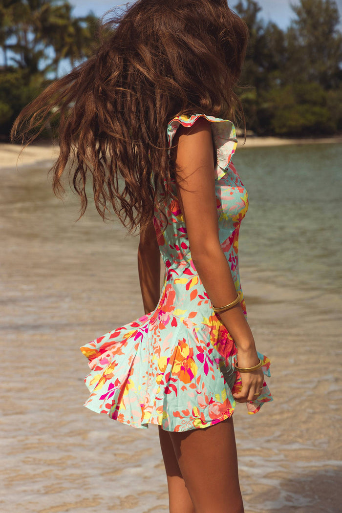 Colorful floral mini dress