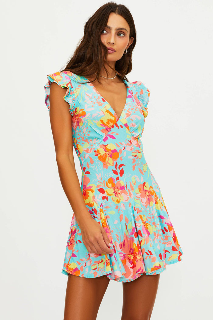 Colorful floral mini dress