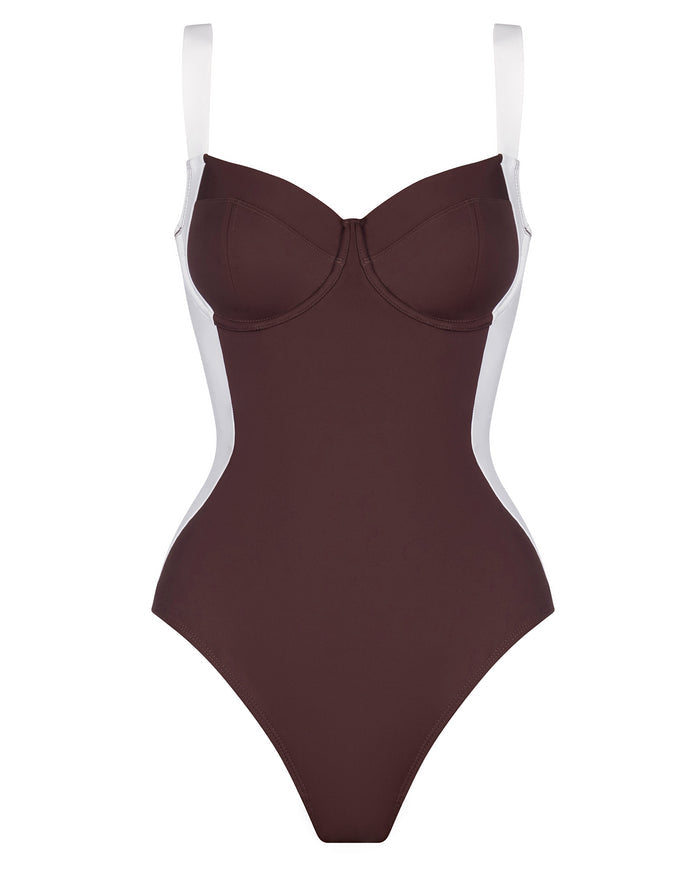 Outline image showing Lifty - Contour Espresso/Ivory One Piece Shapewear Swimsuit