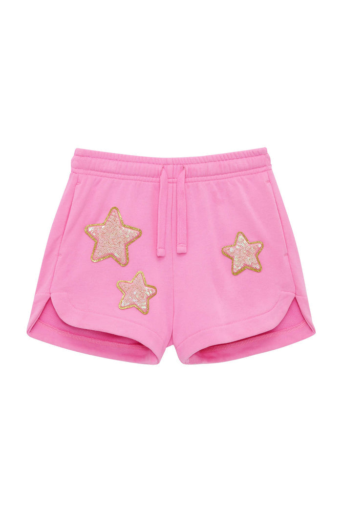 Pink short and sweatshirt with glitter stars