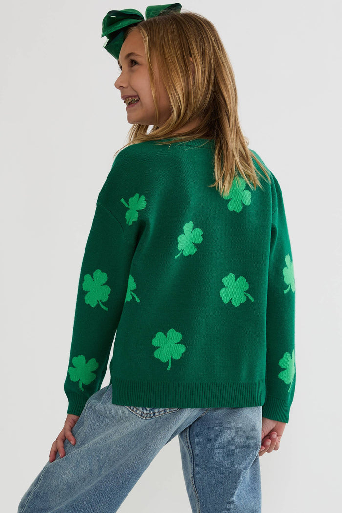 Kids green shamrock sweater.