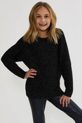 Kids black sweater with silver shimmer.