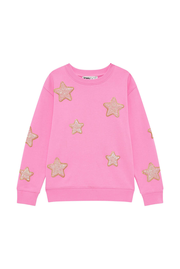 Pink short and sweatshirt with glitter stars