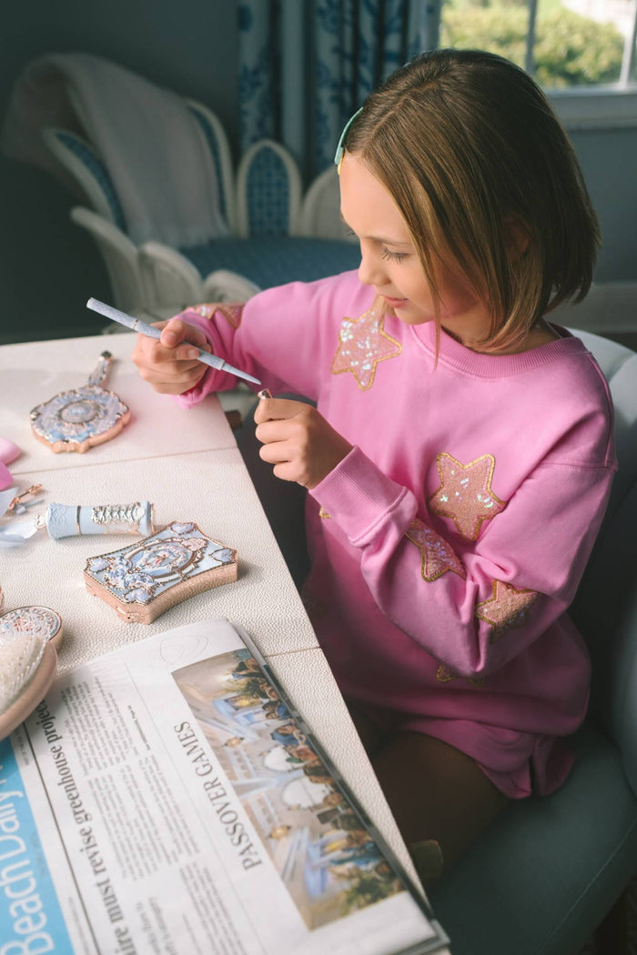 Pink short and sweatshirt with glitter stars