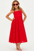 Kids red eyelet maxi dress