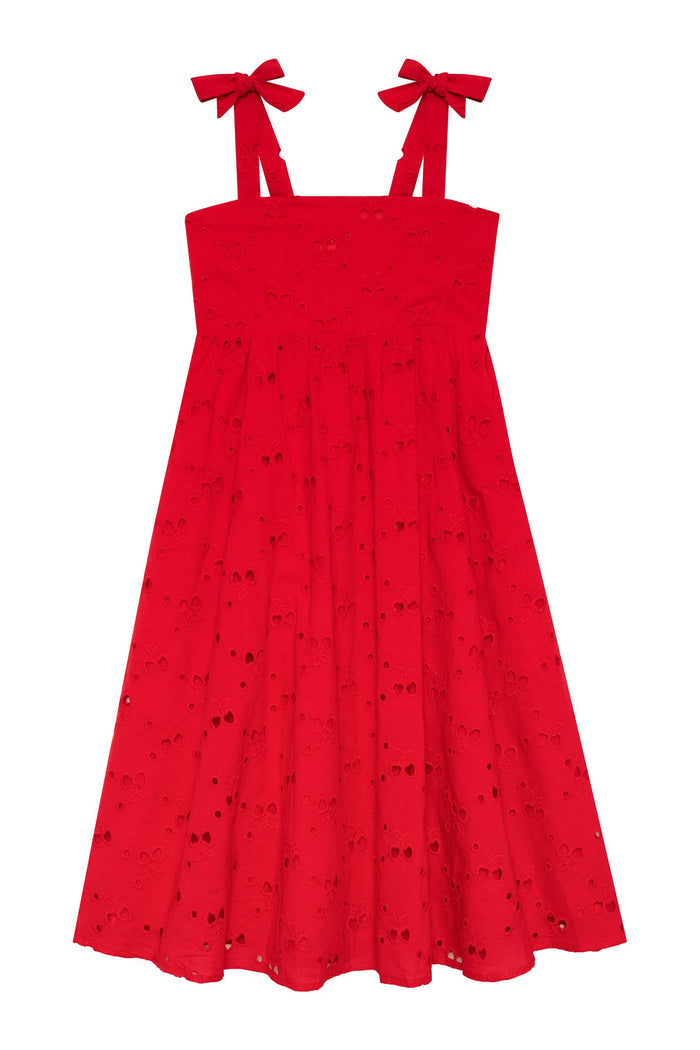 Kids red eyelet maxi dress