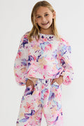 Colorful Hawaiian floral sweater and pant