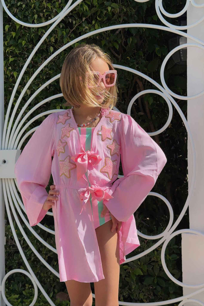 Pink robe with glitter stars