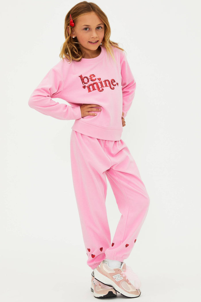 Pink sweat set with glitter red hearts