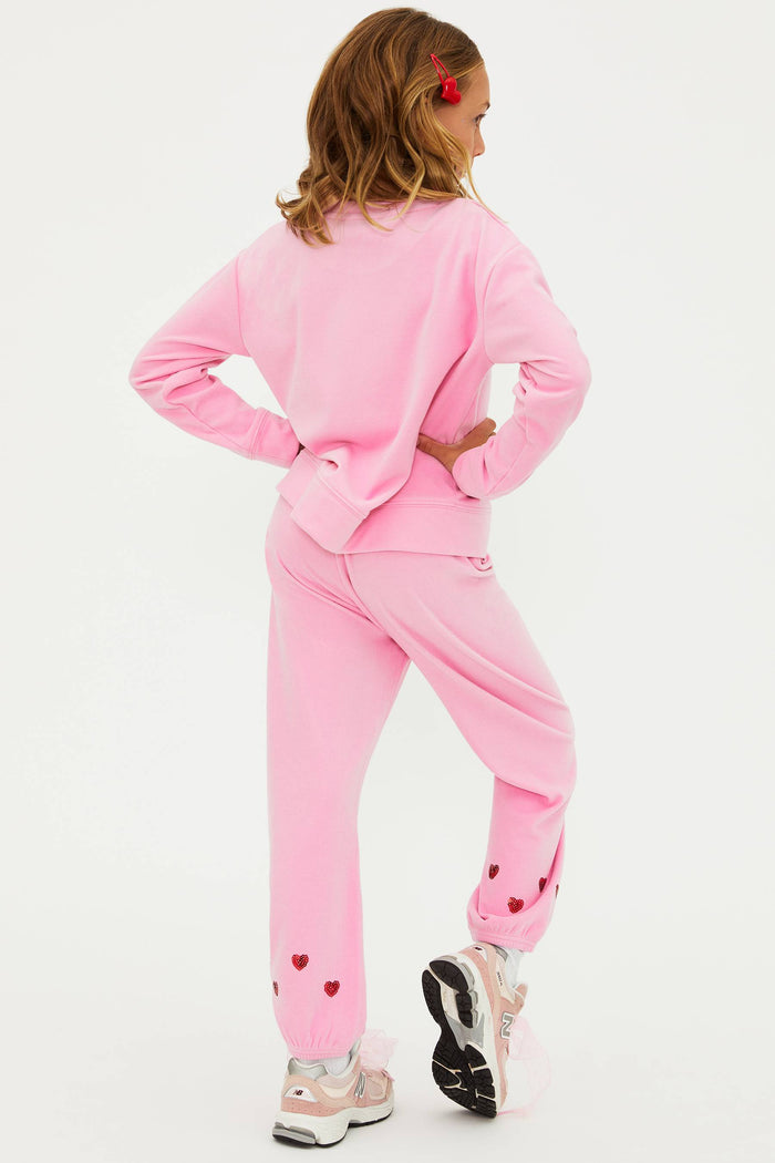 Pink sweat set with glitter red hearts