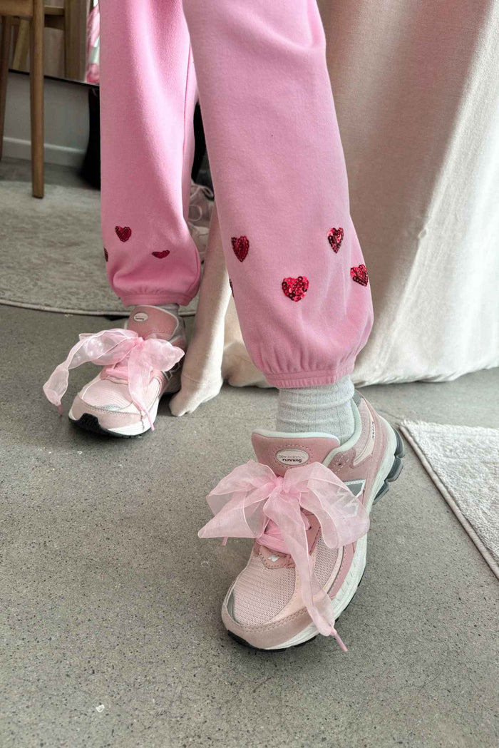 Pink sweat set with glitter red hearts