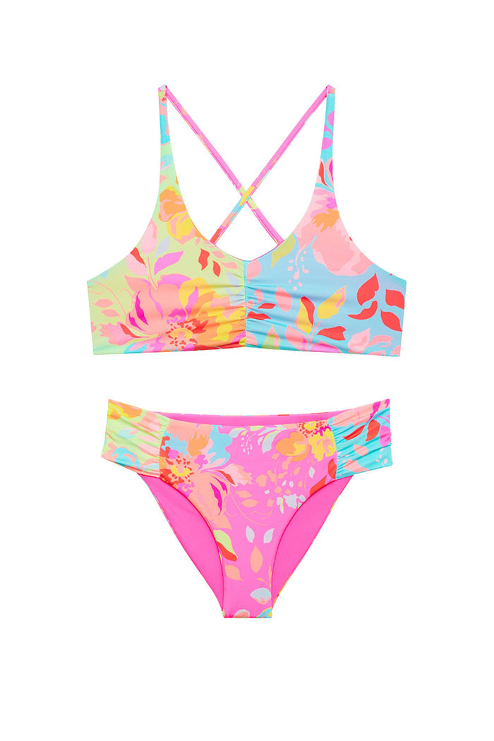 Colorful floral kids bikini