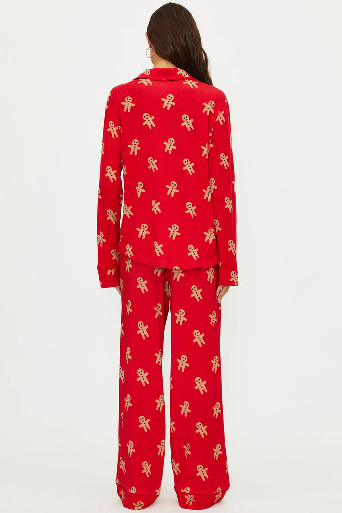 Red pj set with gingerbread