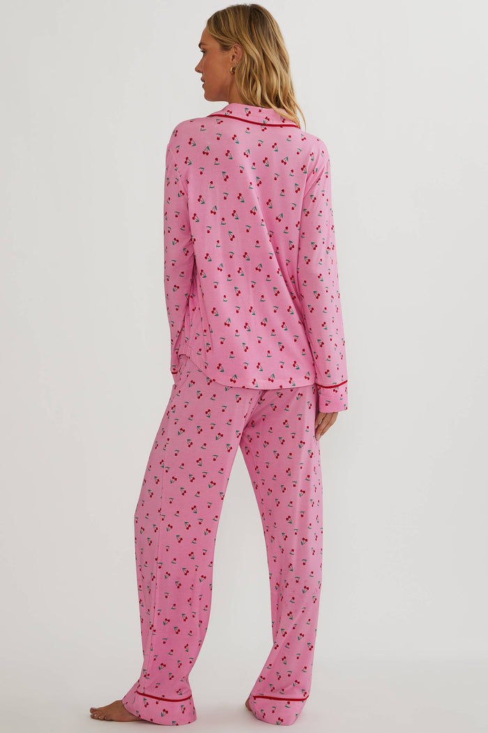 Pink pj set with red cherries
