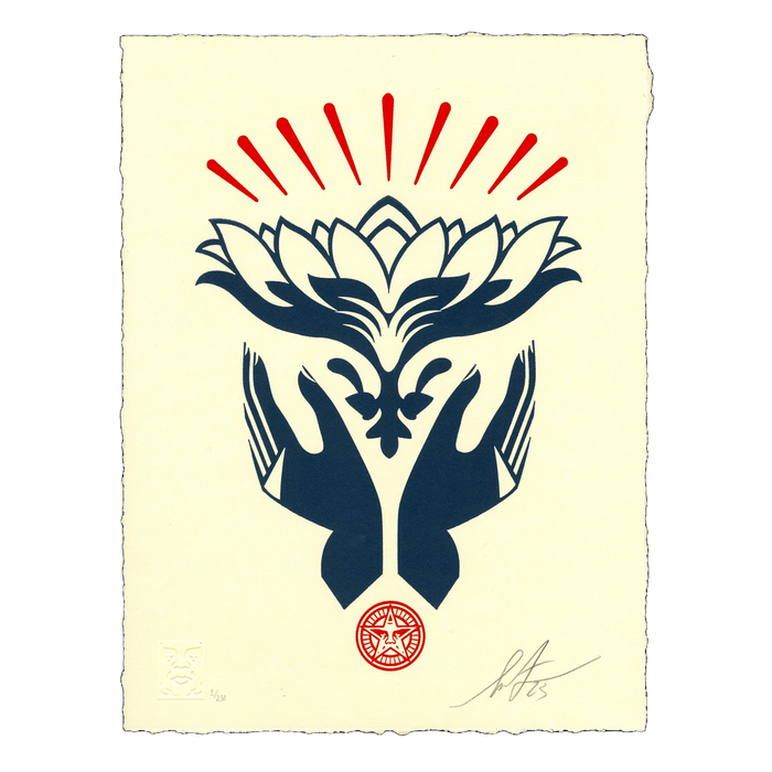 Lotus Hands - Red - Letterpress