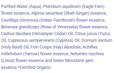 LotusWei Inner Knowing Aura Mist Ingredients