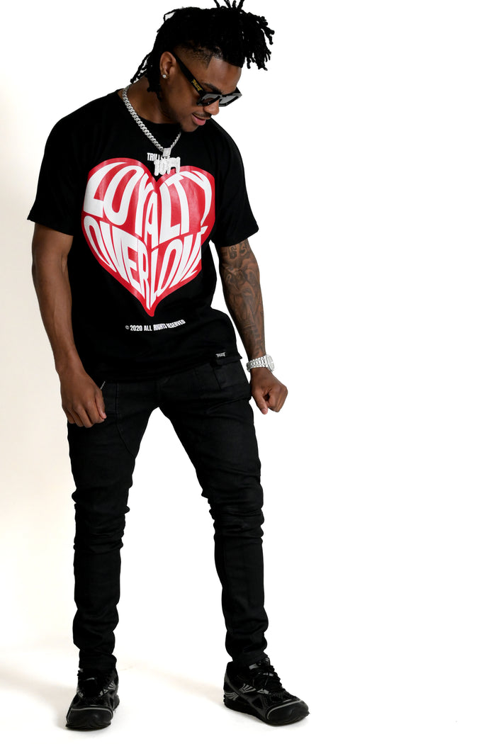 Loyalty Over Love Heart Tee - Black