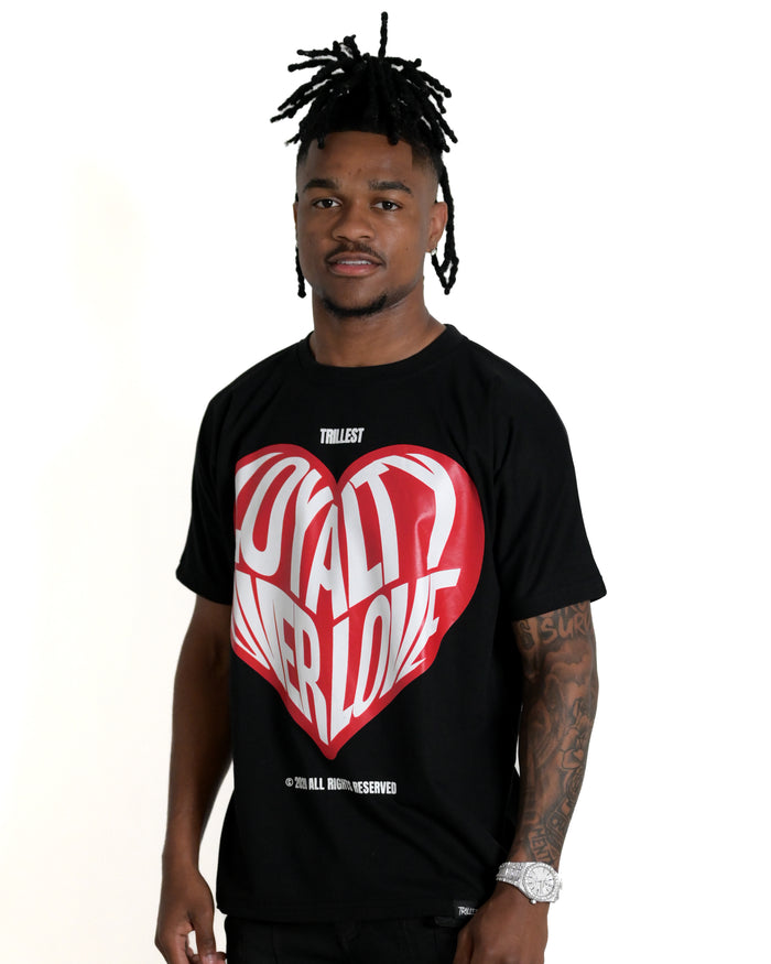 Loyalty Over Love Heart Tee - Black