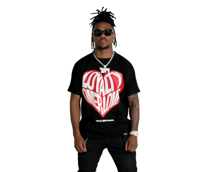 Loyalty Over Love Heart Tee - Black