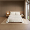 Luxury Loom Impressions 100% Egyptian Cotton Double Quilt, 350 TC, Geometric, Cream