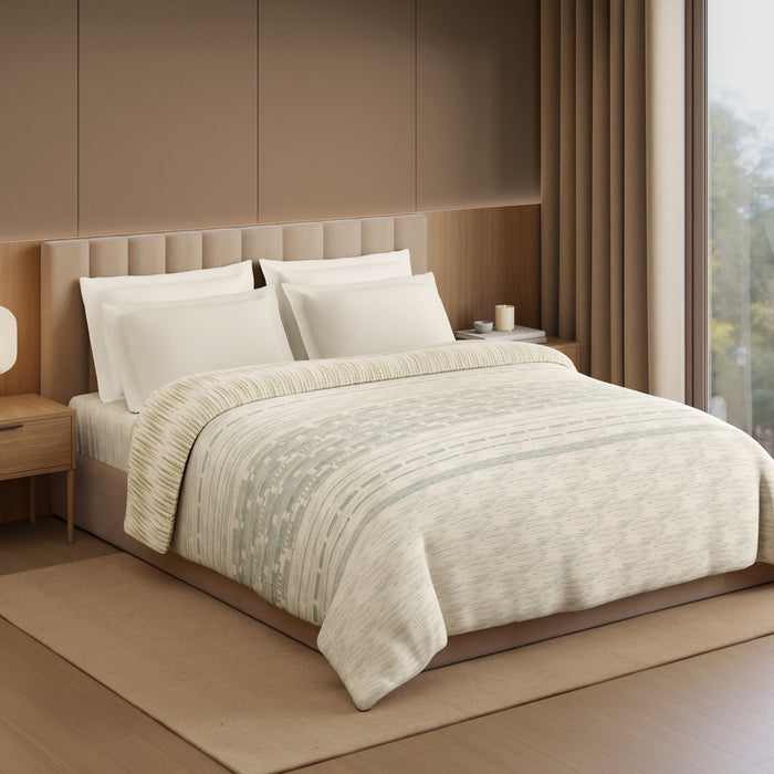 Luxury Loom Impressions 100% Egyptian Cotton Double Quilt, 350 TC, Geometric, Cream