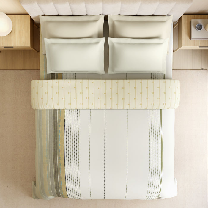 Luxury Loom Impressions 100% Egyptian Cotton Double Quilt, 350 TC, Geometric, Cream