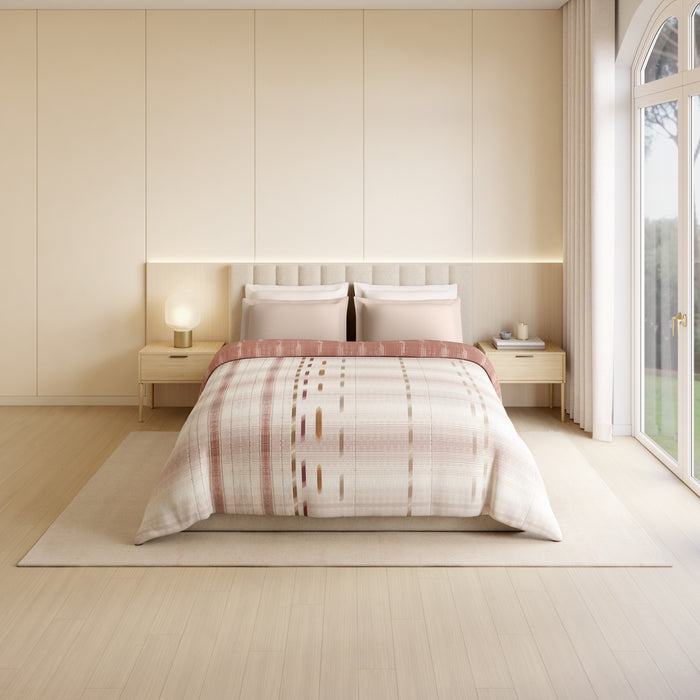 Luxury Loom Impressions 100% Egyptian Cotton Double Quilt, 350 TC, Geometric, Light Blush