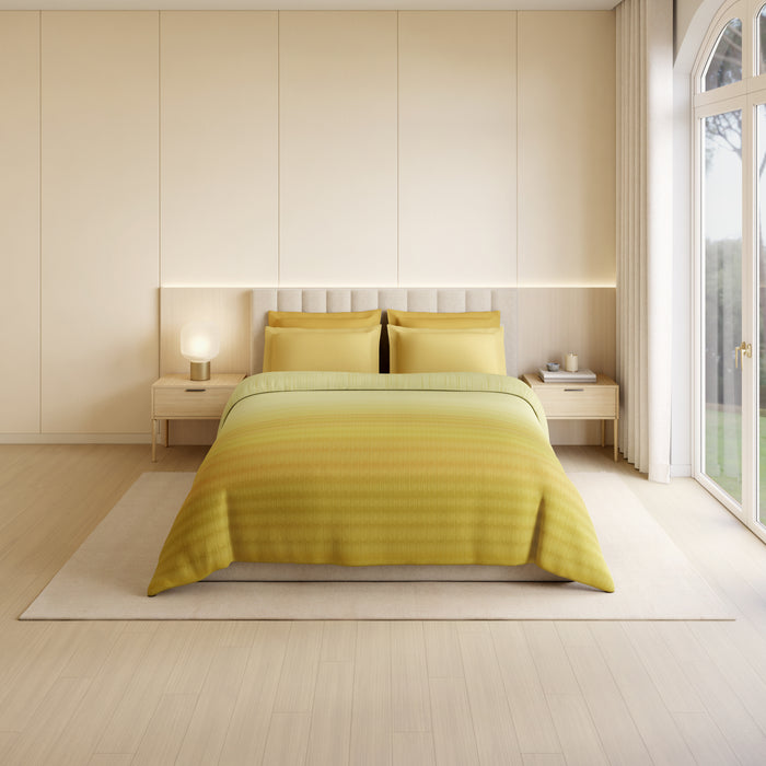 Luxury Loom Impressions 100% Egyptian Cotton Double Quilt, 350 TC, Geometric, Light Yellow