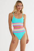 Neon bikini with high waisted bottoms