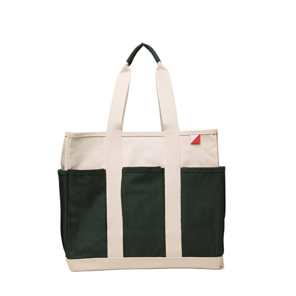 ShoreBags Natural with Hunter Green ShoreBags - Multi-Pocket Canvas ToteCraft Bag Medium
