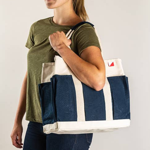 ShoreBags Natural with Hunter Green ShoreBags - Multi-Pocket Canvas ToteCraft Bag Medium