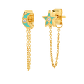 Moon And Star Chain Earrings