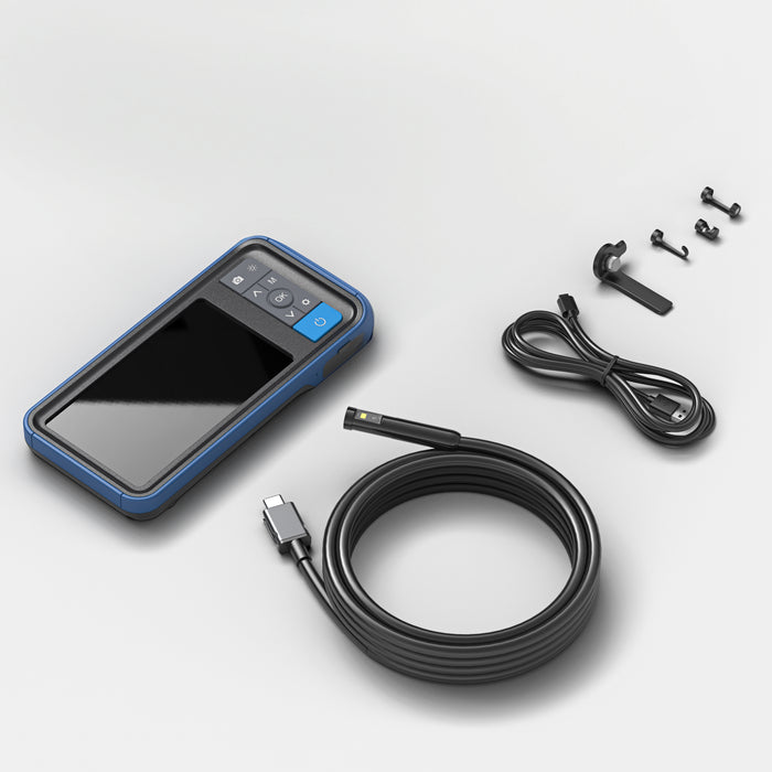 MS450 household inspection camera packaging with 4.5-inch screen, 16.4 ft probe, and 32GB card