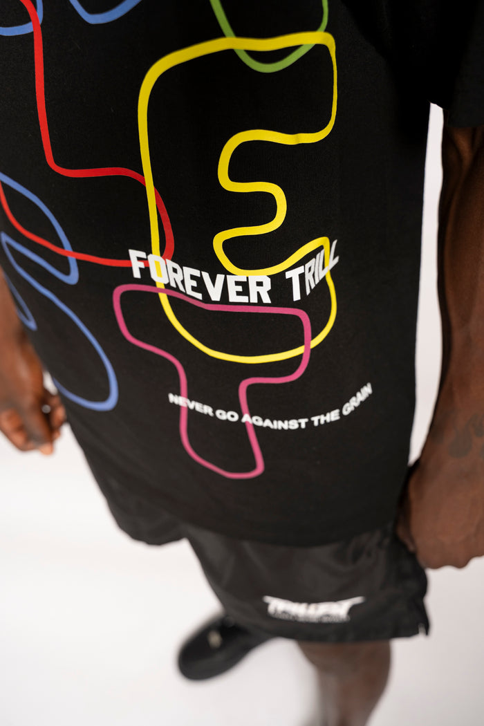 Multi Color T-Shirt (Boxy Fit)- Black