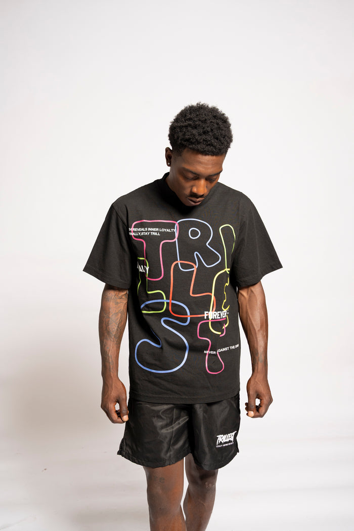 Multi Color T-Shirt (Boxy Fit)- Black
