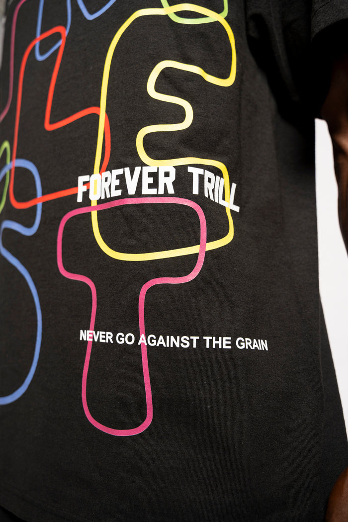 Multi Color T-Shirt (Boxy Fit)- Black