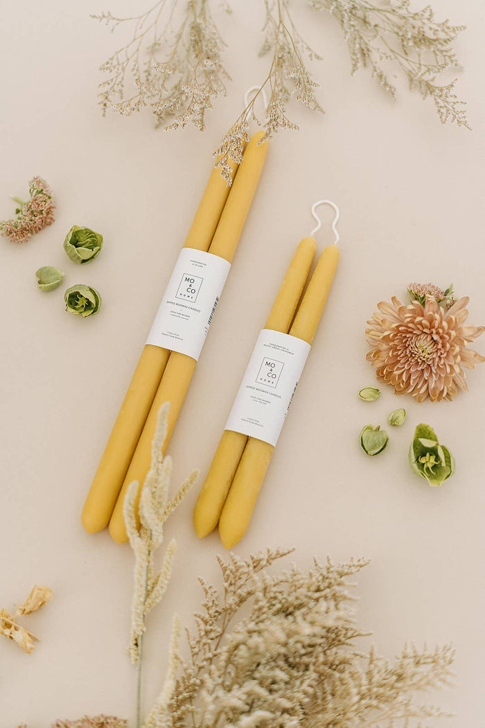 Mo&Co Home Mo&Co Home - 10" & 14" - 100% Beeswax Dipped Candles | Natural Gold