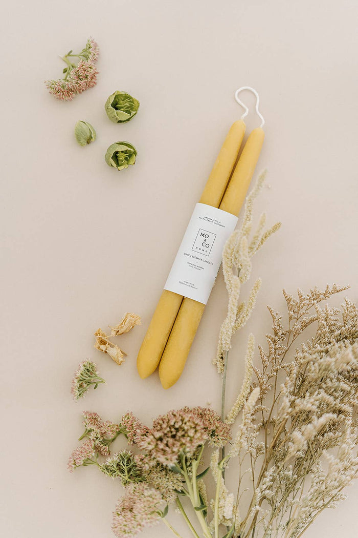 Mo&Co Home Mo&Co Home - 10" & 14" - 100% Beeswax Dipped Candles | Natural Gold