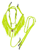 Neon Yellow Fringe horse tack set,  (fringe breast collar, reins, and bridle).
