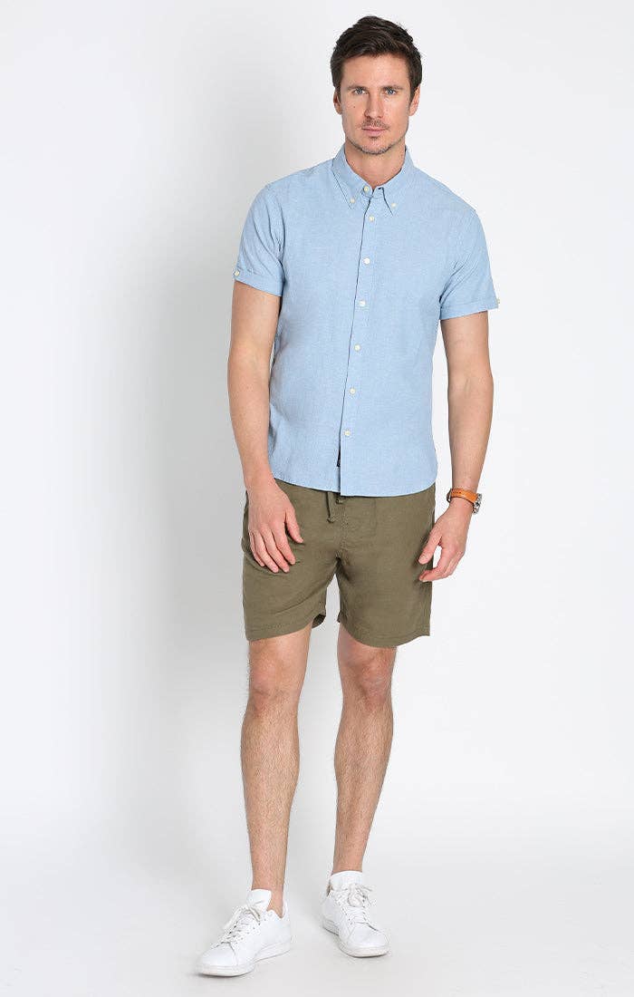 JACHS Clothing JACHS - Beige Noho Short Sleeve Chambray Shirt