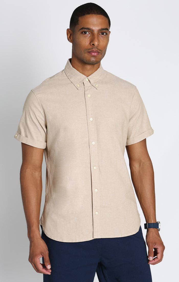 JACHS Clothing JACHS - Beige Noho Short Sleeve Chambray Shirt
