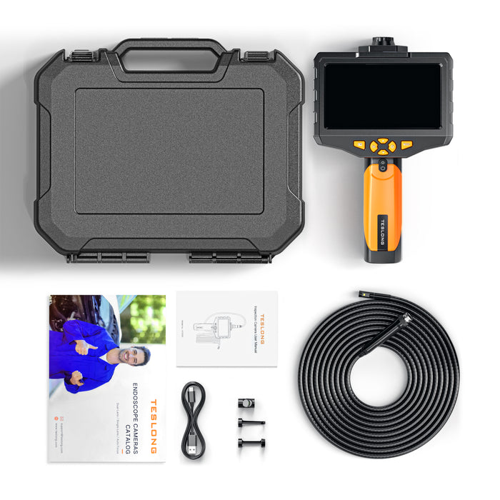 NTS300 triple lens inspection camera kit with 5-inch screen, probe, cable, and case