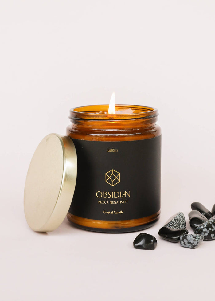 Obsidian Crystal Candles