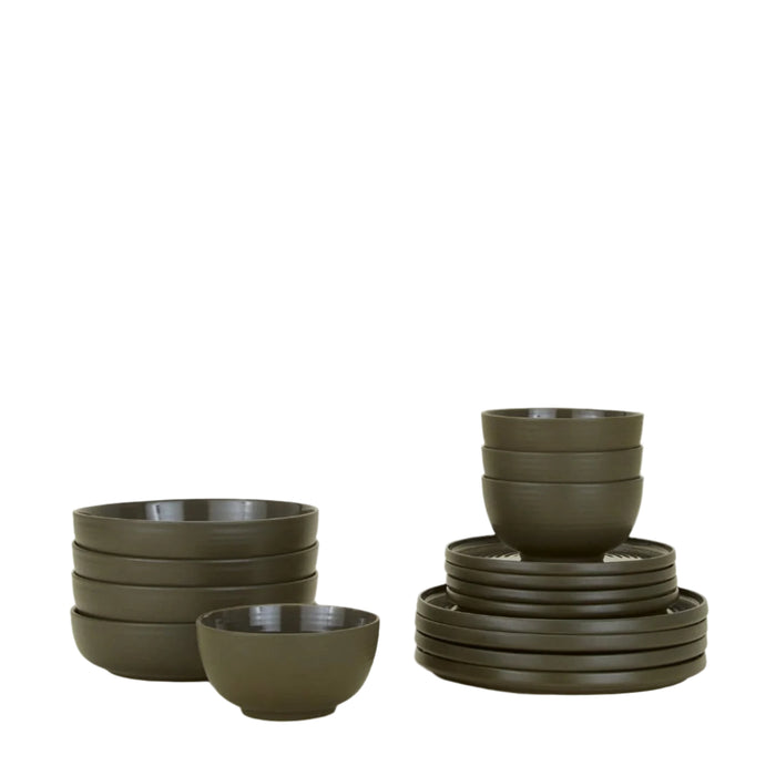 Hawkins New York Set of 16 Essential Dinnerware, Olive