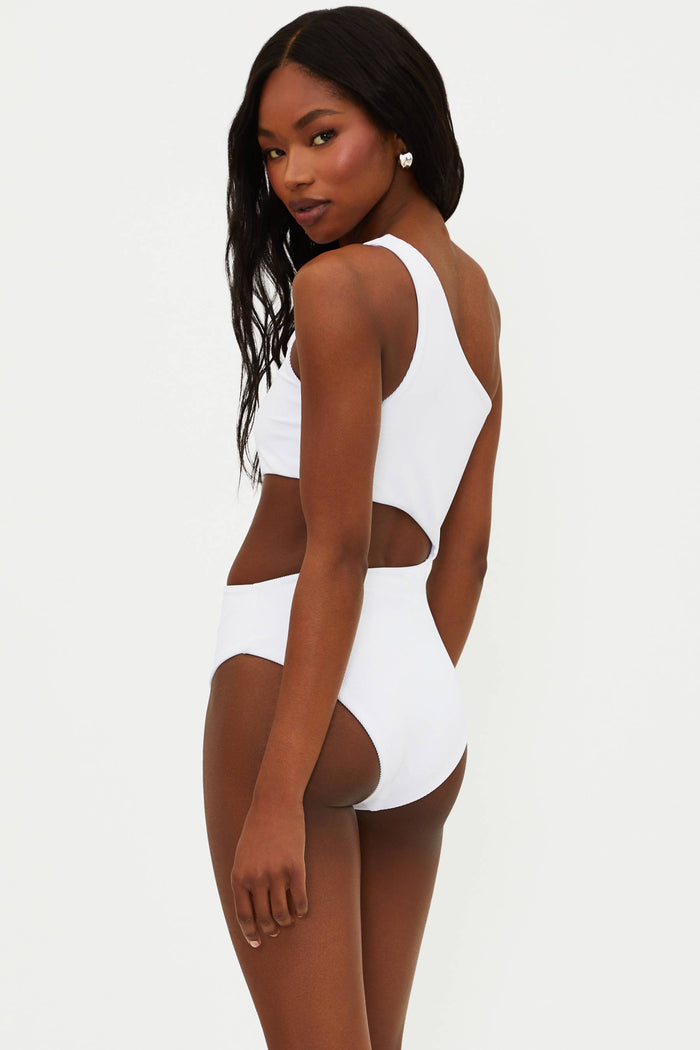 white ribbed one piece swimsuit