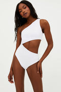 white ribbed one piece swimsuit